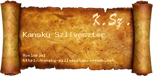 Kansky Szilveszter névjegykártya